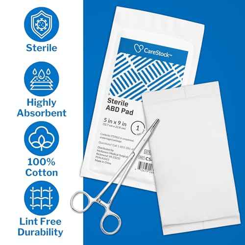 CareStock Abdominal Pads 5x9 in [20-Pack] Sterile ABD Pads, Extra Absorbent, Individually Wrapped, Wound Care First Aid