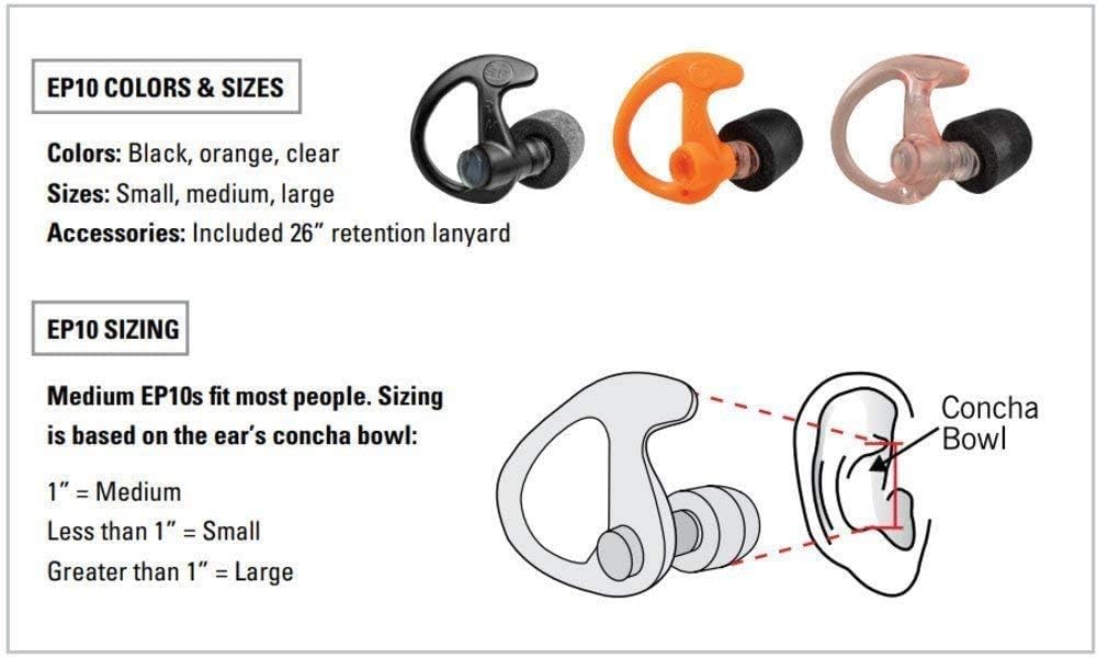 SureFire EP10 Sonic Defenders Ear Plugs - Noise Reduction for Shooting & Music (1 Pair)
