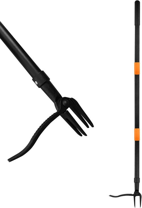 GardenWeasel Weed Puller Tool - 4-Claw Stand-Up Gardening Tool with 47.8" Adjustable Stainless Steel Handle