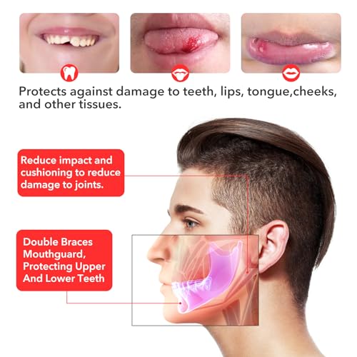 2Pcs Sport Mouth Guard Youth Adult, Mouthguard for Braces, MouthGuard for Braces for Sports, No Boil Mouth Guard, Soft, Football, Jujitsu and Karate