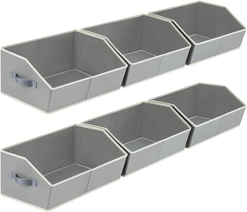 Homsorout Large Storage Bins - 6 Pack Fabric Baskets for Organizing | Foldable Cube Organizer in Grey