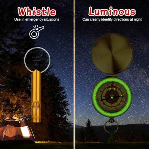 Flintronic Navigation Compass, Hiking Compass with Luminous Function, Waterproof Pocket Compass for Expedition Map Reading, Navigation, Orienteering and Survival