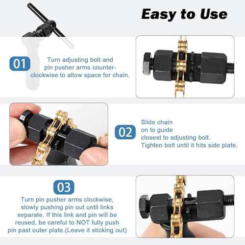 Bike Chain Breaker Tool, Universal Bicycle Chain Tool for 1/3/5/6/7/8/9/10/11/12/13 Speed Chains Link Durable Bike Chain Cutter Tool with Spare Replaceable Pin
