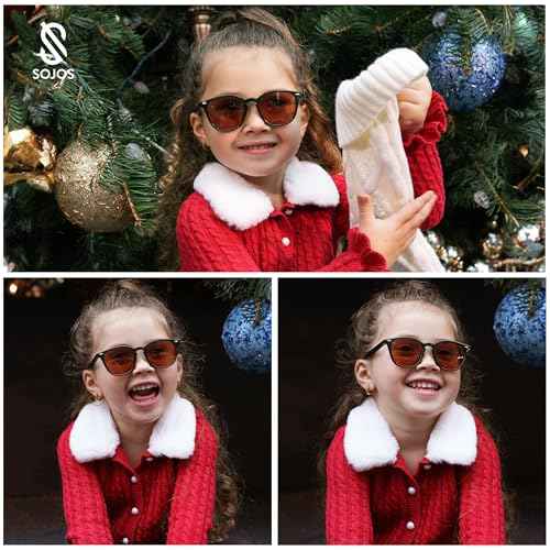 SOJOS Retro Kids Square Polarized Sunglasses for Girls Boys Age 3-10 UV400 Protection De Sol Gafas SK5616