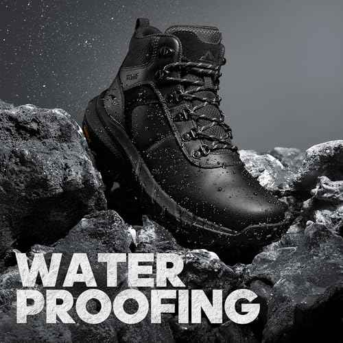 NORTIV 8 Men's Waterproof Hiking Boots Lightweight Outdoor Mid Trekking Leather Shoes DriftShield