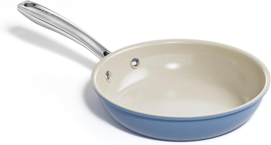 Redchef Nonstick Ceramic Egg Pan - 8 Inch Frying Skillet with Stay Cool Handle | Non-Toxic & Dishwasher Safe (Blue)