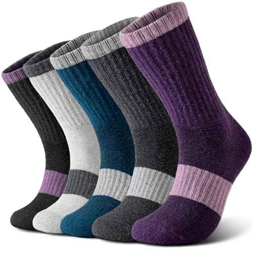Clothirily Wool Socks for Women, Thermal Warm Womens Merino Wool Hiking Socks, Cozy Cabin Winter Boot Socks for Women