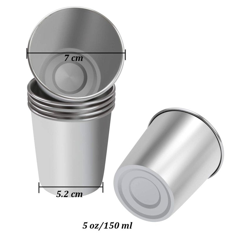 Ruisita Resinta 6 Pack 5 oz Stainless Steel Cups Metal Shatterproof Stackable Pint Drinking Cups for Kids