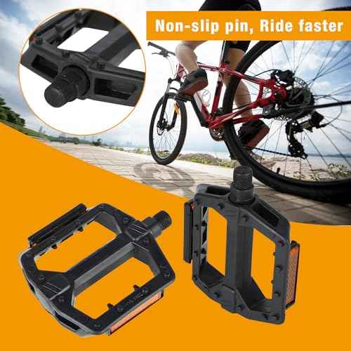 Bike Pedals 9/16" Lightweight Non-Slip Bicycle Platform Pedals - Fits Most Adult Bikes & Mountain Bikes &MTB, Durable and Slip-Resistant Design