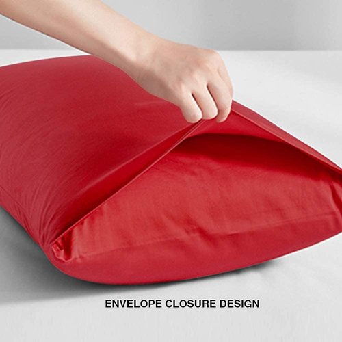 FLXXIE King Pillow Cases - Soft Microfiber Covers with Envelope Closure | Wrinkle, Fade & Stain Resistant, 20x36, Red