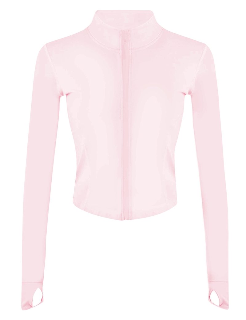 Lviefent Womens Lightweight Full Zip Running Track Jacket Workout Slim Fit Yoga Sportwear with Thumb Holes (Pink-S)