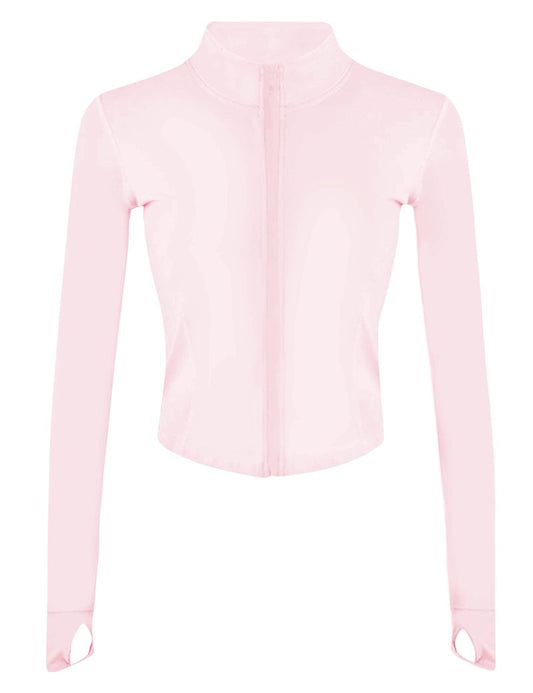 Lviefent Womens Lightweight Full Zip Running Track Jacket Workout Slim Fit Yoga Sportwear with Thumb Holes (Pink-S)