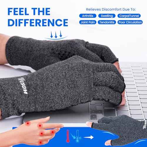 Compression Gloves Arthritis Gloves for Women for Pain,Fingerless Compression Wrap for Hand Pain and Osteoarthritis£¬Anti-Slip£¬Unisex,M,DarkGrey