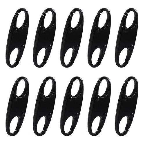 GrWisdAT 10PCS Zipper Clips Anti Theft S Shaped Double Small Carabiner Clips Black Zipper Locks for Backpacks Luggage Traveling Camping