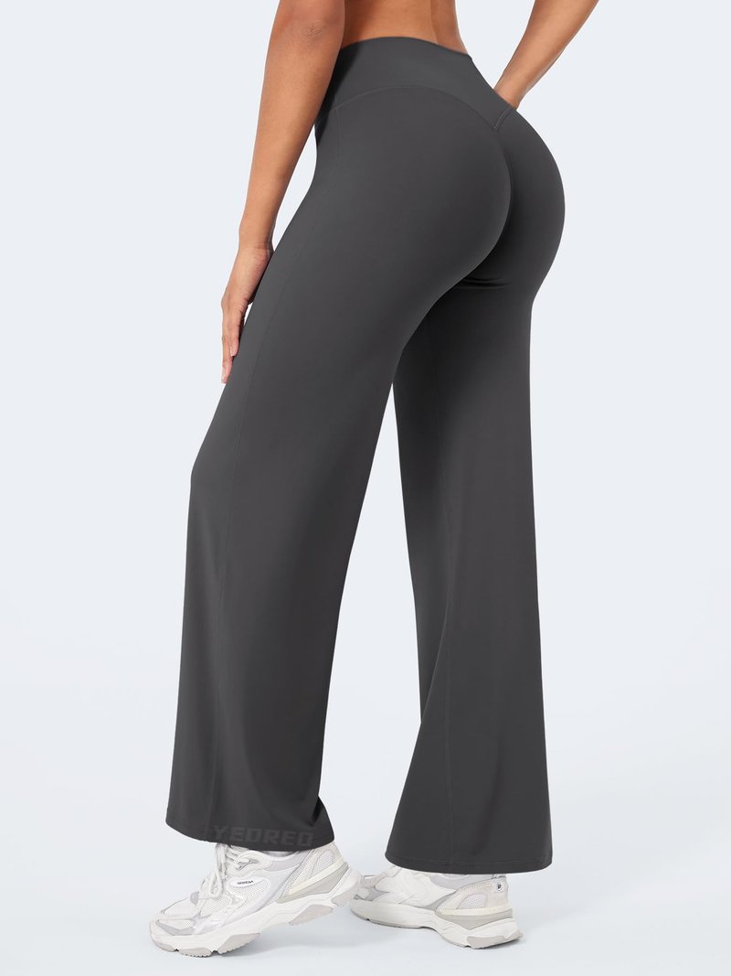 YEOREO Workout Leggings Womens No Front Seam Straight Leggings 29" High Waist Buttery Eddiy Gym Yoga Pants Dark Gray XS