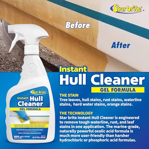 STAR BRITE Instant Hull Cleaner - 32 Oz Gel Spray - Easily Remove Stains, Scum Lines & Grime on Boat Hulls, Fiberglass, Plastic & Painted Surfaces - Easy to Use Formula (096132)
