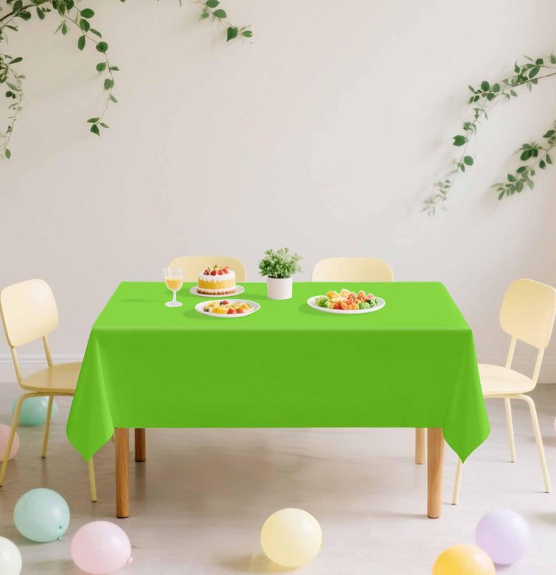 SietDESEO 2 Pack Lime Green Plastic Tablecloth Rectangle 54 x 108 Premium Disposable Table Cloth Plastic Lime Green Table Cover for Wedding Baby Shower Party Decorations