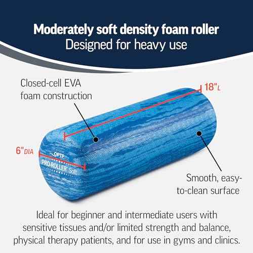 OPTP PRO-Roller Soft Density Foam Roller ? Low Density Soft Foam Roller for Physical Therapy, Pilates, Yoga Foam Roll Exercises, and Muscle Recovery - Blue 18" x 6"