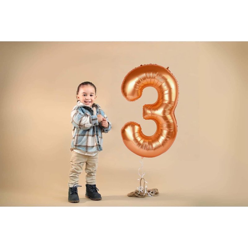 Orange 3 Balloon, Number Balloon 40 Inch, 3rd Three Year Old Birthday Deco, Orange Party Supplies for Party Decorations, Number 3 Balloon