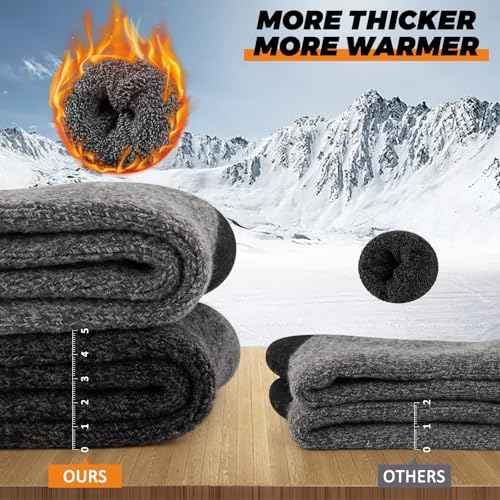 COOVAN Mens Merino Wool Hiking Socks Crew Thermal Winter Outdoor Boot Socks for Cold Weather 3 Pairs