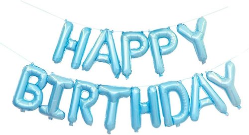 GOER Blue Happy Birthday Balloons - 16 Inch Foil Letter Banner for Festive Party Decor