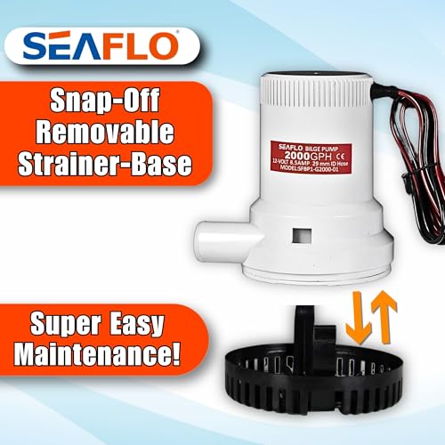 SEAFLO 01 Series 2000 GPH Bilge Pump ? 12V, 1-1/8" Outlet, Marine Submersible Pump with Anti-Airlock Protection, CE & Rohs Certified, 4-Year Warranty | Reliable for Boats and Marine Applications