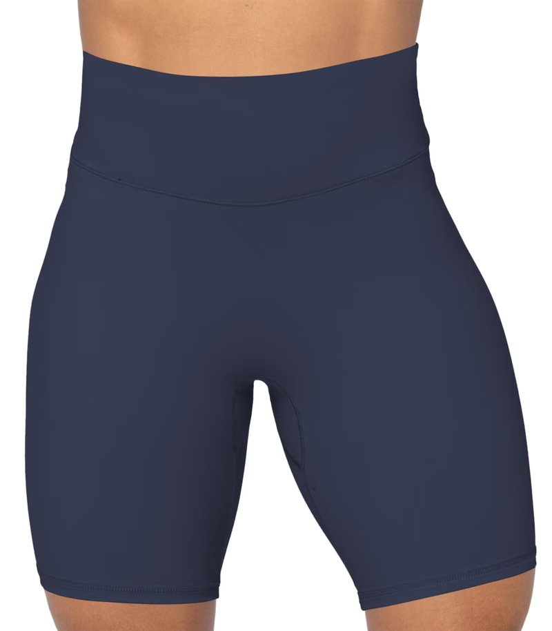 Sunzel No Front Seam High Waist Biker Shorts for Women, Squat Proof Yoga Workout Gym Bike Shorts 8" Inseam Ash Blue Large