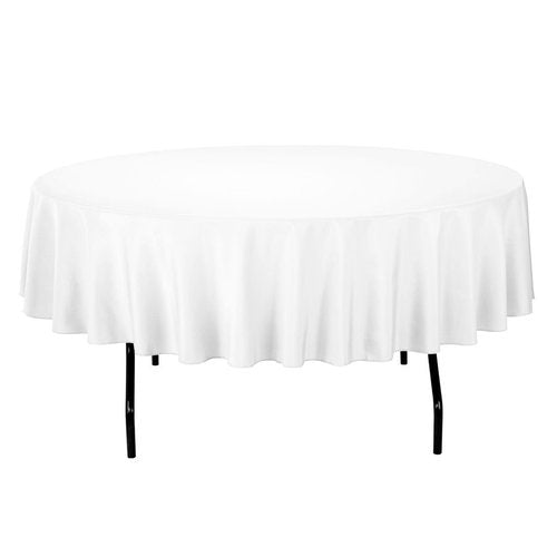 Gee Di Moda Round Tablecloth - 70 Inch White Round Table Cloth for 24 to 48 Inch Round Tables - Heavy Duty Washable Fabric - for Buffet Table, Holiday Party, Dinner, Wedding & Baby Shower