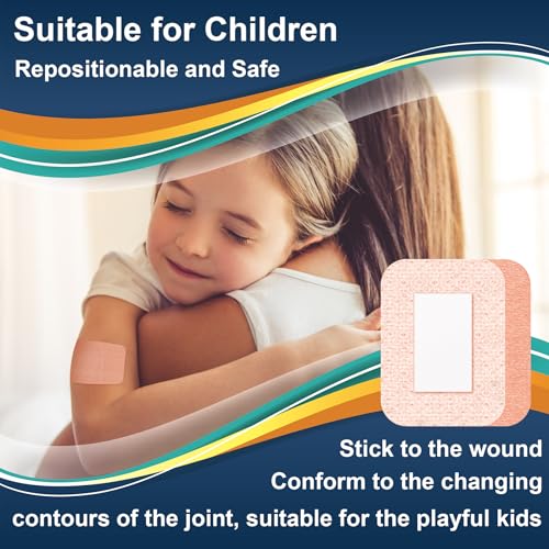 Silicone Adhesive Bandages Extra Large Size for Sensitive Fragile Skin 3"x4" 15 Counts Flexible Fabric Latex Free Hypoallergenic Breathable Bandages for Adhesive Allergy Wounds