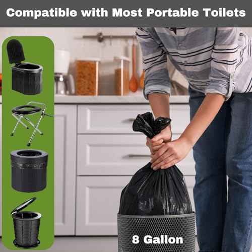 Portable Camping Toilet Waste Bags (30 Bags, 1 roll) 8 Gallon Black Can Liner for Travel, Camping and Outdoor Getaways (30 ct.)