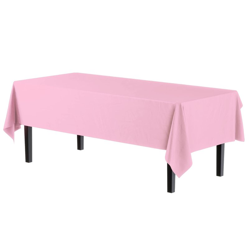 Exquisite Party Solids 6-Pack Premium Plastic Tablecloth 54in. x 108in. Rectangle Plastic Table Cover - Pink