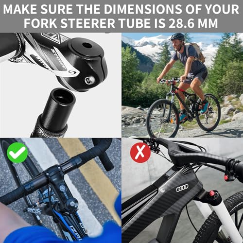 Bike Stem Riser Adjustable,Handlebar Extender, Increases Height Up to 5.2" for 1-1/8" Most Bicycle Road Bike, MTB, BMX, Cycling (Black)