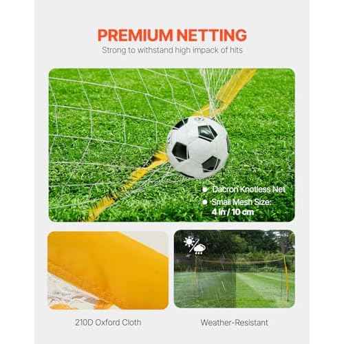 VEVOR Portable Soccer Goal, 12 x 6 ft Large Practice Soccer Net, Steel Fiberglass Structure Training Goal Set with Carry Bag, All-Weather Outdoor Use, for Backyards, Parks, School Fields