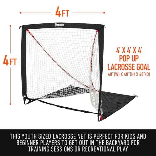 Franklin Sports Backyard Lacrosse Goal - Kids Portable Mini Lacrosse Training Net - Lax Practice Equipment - Easy Assemble Lax Goal for Practice - Perfect for Youth Training - 4' Feet x 4' Feet