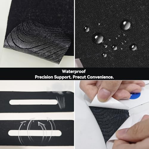 Precut Kinesiology Tape for Knees, 12 Pcs Kinesiology Tape for Knee Pain Relief Athletic Tape, Breathable & Latex-Free Waterproof Knee Tape Hypoallergenic Elastic Sports Tape, Black
