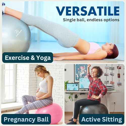 ProBody Pilates Exercise Ball - Multiple Sizes Gym Grade Balance Ball for Fitness, Yoga, Workout, Pregnancy & Physical Therapy