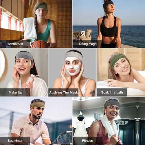 Headbands for Women, 8pcs Stretchy Non Slip Soft Cotton Cloth Hair Bands for Sports, Workout, Yoga and Running