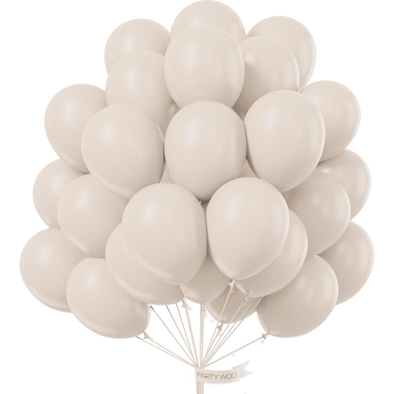 PartyWoo White Sand Balloons 100pcs 12 Inch Off White Beige Cream Ivory Boho Neutral Latex Balloons for Wedding Graduation Baby Shower Anniversary Engagement Birthday Party Decorations White-F12