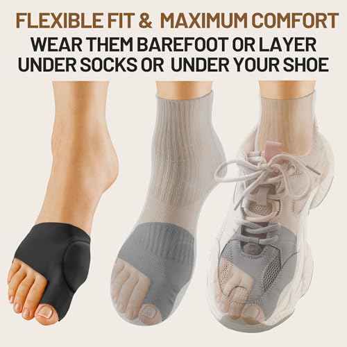 Bunion Corrector Relief Sleeve,Toe Socks for Hallux Valgus,Anti Slip Gel Cushion Pads,Big Toe Alignment Relief,Bunion pain for Men & Women. (MIDDLE:MEN 5-7/WOMEN 7.5-9, BLACK)