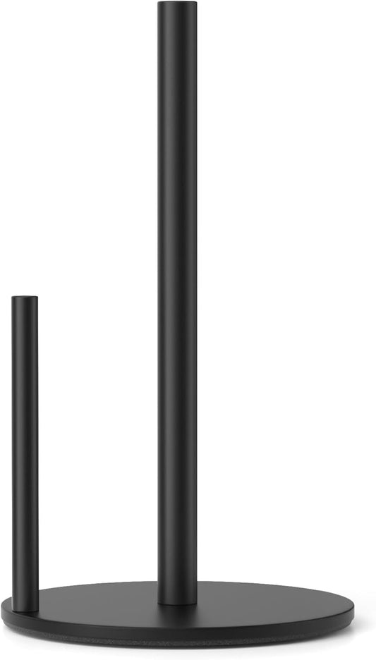Premium Stainless Steel Paper Towel Holder by [Brand Name] - Stylish Black Countertop Dispenser with Weighted Base