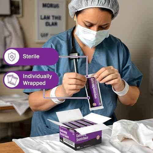 Conforming Stretch Gauze Rolls 3 Inch - Pack of 12 White Sterile Gauze Wrap for Wounds - Good for Sprained Ankles, Wrists, and More