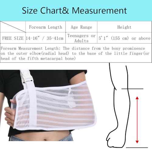 White Arm Sling for Broken Arm Torn Rotator Cuff Shoulder Elbow Wrist Injury Mesh Adults Support Brace for Men and Women (White)