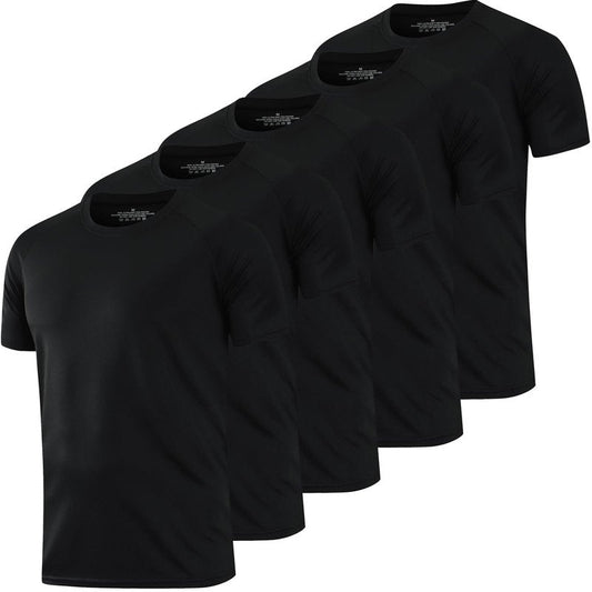 HovSiyla 5 Pack Running Shirts Men Sport Tops Dry Fit Gym Wicking Athletic T Shirts Breathable Cool Workout Shirts Black L