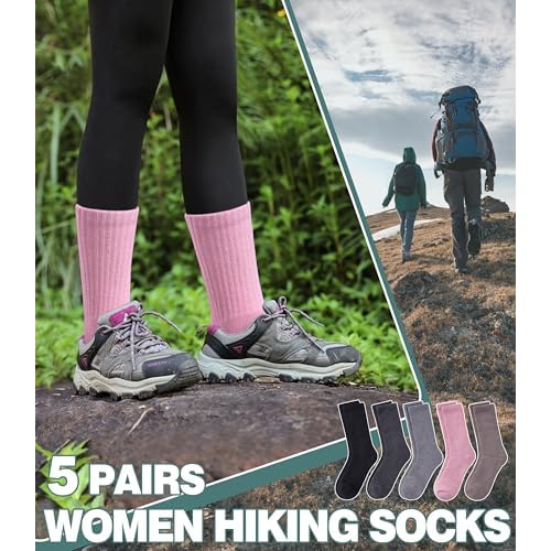 LANLEO Merino Wool Hiking Socks for Women Men Thermal Winter Warm Thick Cushion Moisture Wicking Crew Work Boot Socks