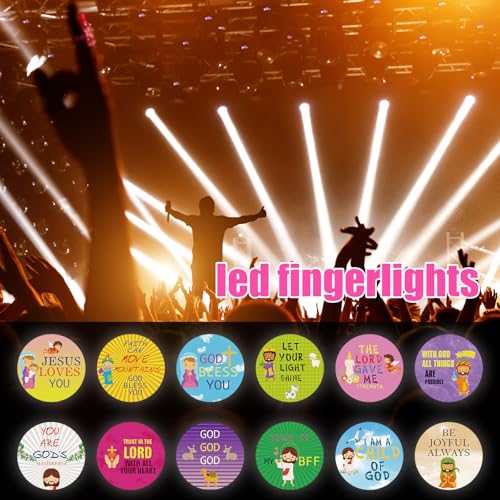 Tuanse 36 Pcs Christmas Christian Finger Lights Gifts Bulk Christian Bible Jesus Church Finger Flashlights Glow in The Dark Religious Inspirational Party Favors for Kids Christmas Halloween Gifts