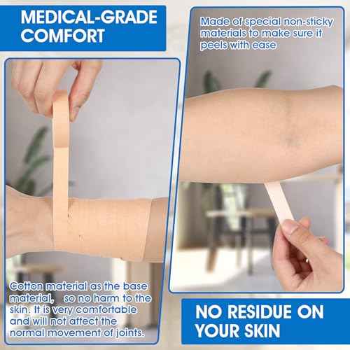 Finger Tape, 0.5 Inch x 10 Yard Nude Athletic Tape Extra Strong Adhesive, 2 Rolls Sport Tape, Medical Tape, Foot Tape for Rock Climbing, Grappling, Basketball, Lifters and BJJ Finger Tape