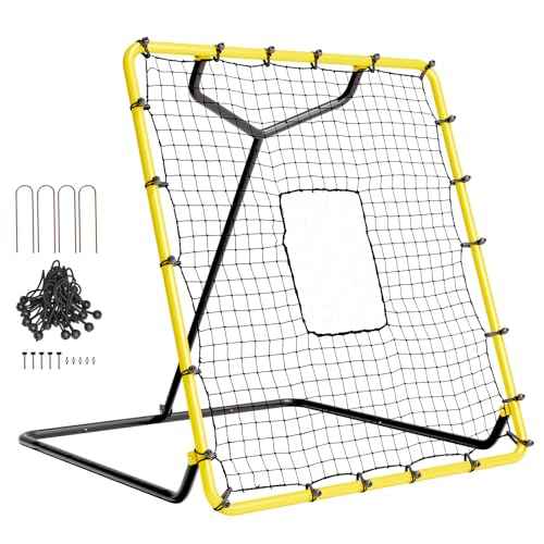 VEVOR Baseball and Softball Rebounder Net, PitchBack Baseball Pitching Nest, 3-Way Baseball, Softball Pitchback Net, Fielding Trainer, Bounce Back Net for Fielding/Throwing Practice