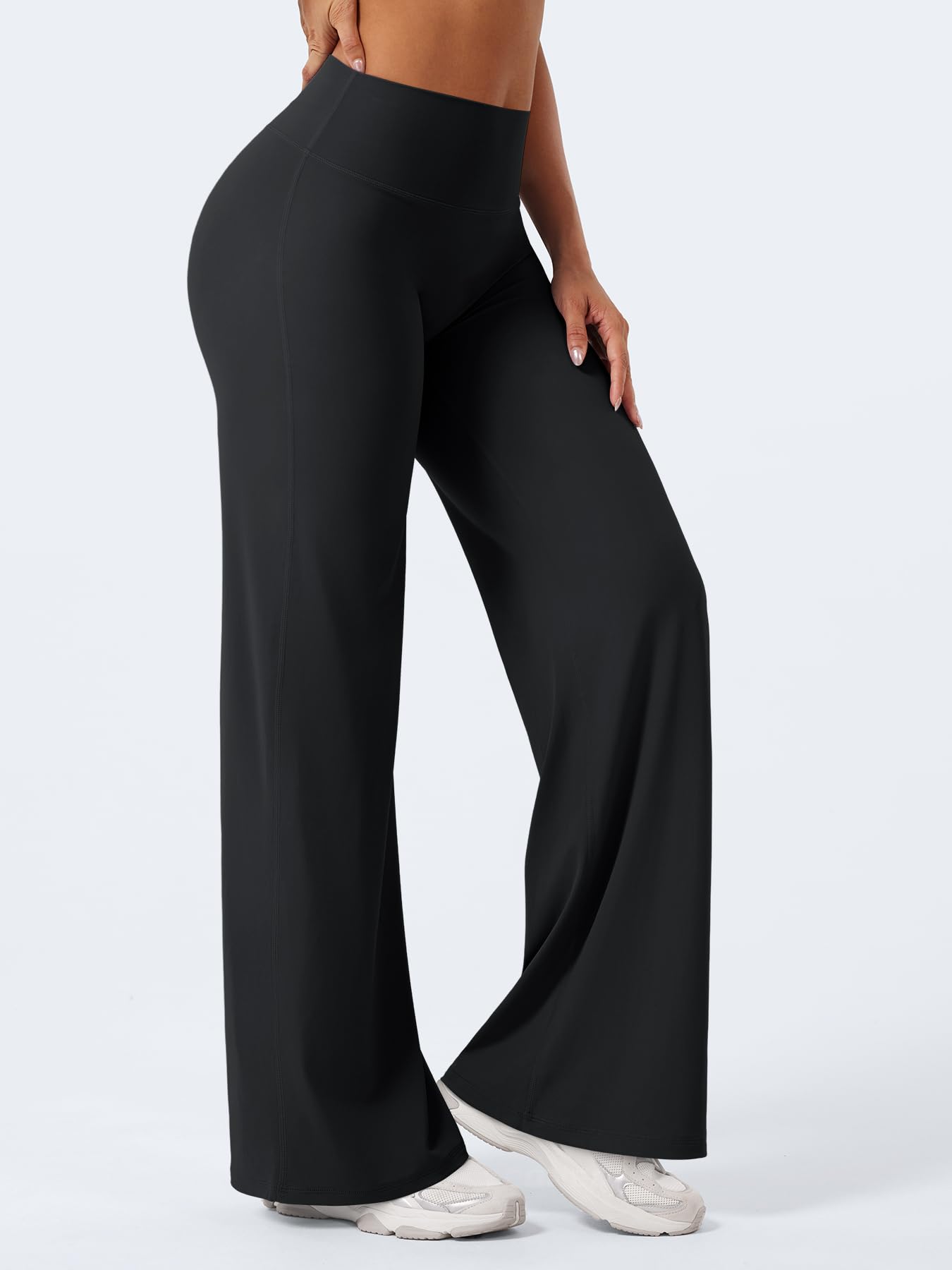 YEOREO Workout Leggings Womens No Front Seam Straight Leggings 31.5" High Waist Buttery Eddiy Gym Yoga Pants Black XXS