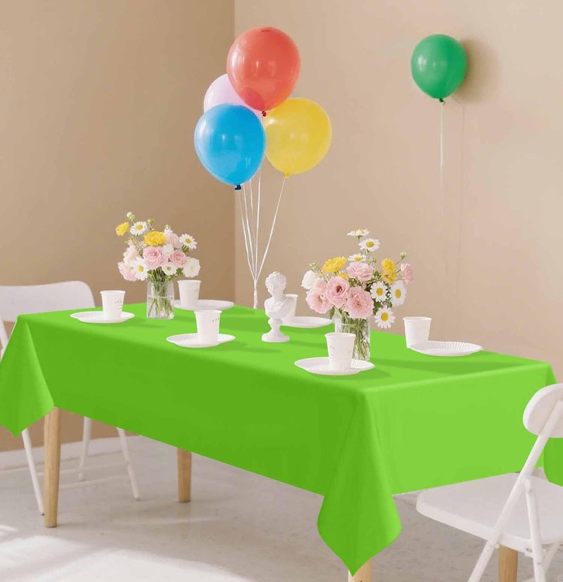 SietDESEO 2 Pack Lime Green Plastic Tablecloth Rectangle 54 x 108 Premium Disposable Table Cloth Plastic Lime Green Table Cover for Wedding Baby Shower Party Decorations