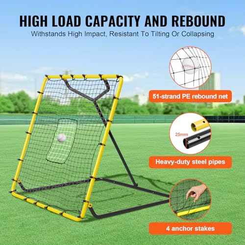 VEVOR Baseball and Softball Rebounder Net, PitchBack Baseball Pitching Nest, 3-Way Baseball, Softball Pitchback Net, Fielding Trainer, Bounce Back Net for Fielding/Throwing Practice